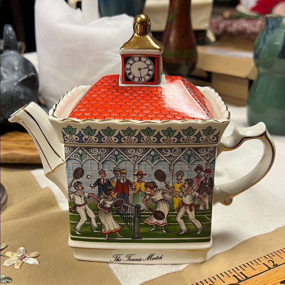 English Porcelain teapot ‘The Tennis Match' from Championships series by Sadler